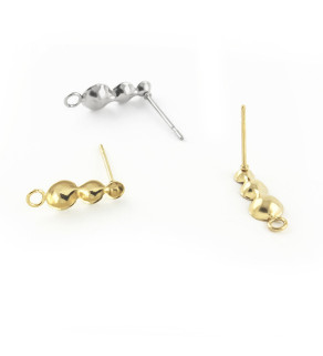Stainless Steel Ear Stud with Ring 15mm - 1Pc